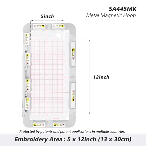 Image of Sew Tech Magnetic Embroidery Hoop for Brother PE900 PE800 SE1900 SE2000 PE770 NS1250E NS2750D NS2850D PE780D PE750D PE700 Innovis 1250 1200 Machine, 5 inchx12 inch Mighty Snap Magnet Frame