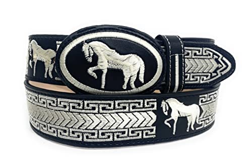 Men's Black Charro Belt, Cinto Vaquero Bordado