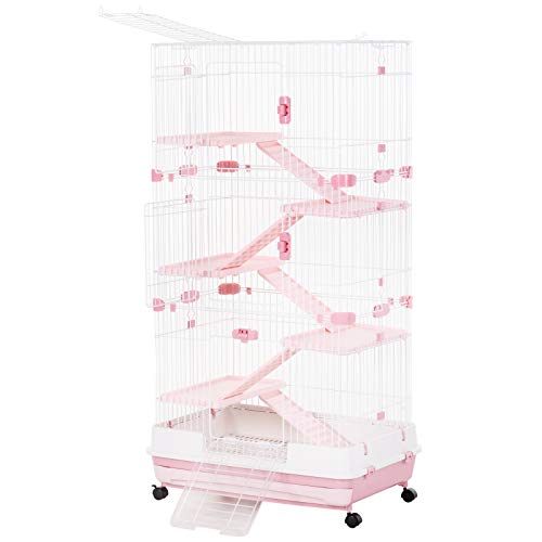PawHut 6-Level Rabbit or Small Animal Hutch/Cage, Perfect for Your Child's Furry Family