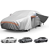Hagelschutzplane Auto,Autoabdeckung Wasserdicht All Weather,Robuste Autoplane Outdoor mit Türreißverschluss und Baumwollfutter, Vollgarage Außenabdeckung Wetterfest Passend für BMW,Audi A4 A5 und SUV