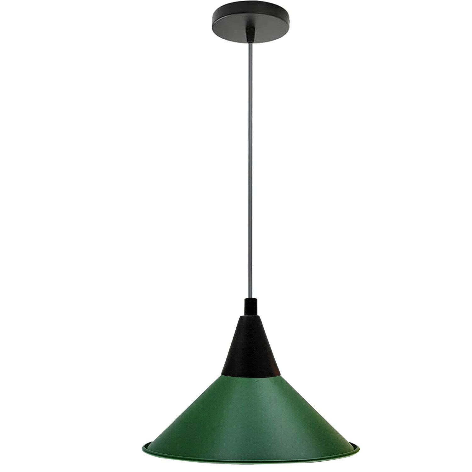 Vintage Indoor Ceiling Industrial Pendant Light Fitting | 100cm Adjustable Hanging Loft Cord Cables | 22cm Retro Metal Island Lightshade | 10cm Round Metal Ceiling Rose | E27 Base Screw Bulb Holder