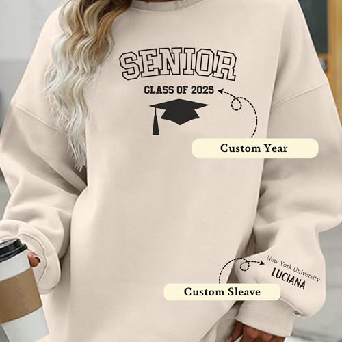 Personalized Embroidered Senior 2025 Sweatshirt, Senior Crewneck Class Of 2025, Class Of 2025 Sweatshirt3