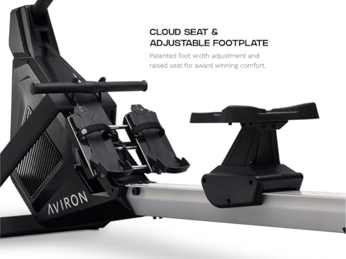 Image of Aviron Strong Series Rower: 22 inch HD Touchscreen, Dual Air & Magnetic Resistance up to 100 lbs. Game-Based Workouts, Streaming, Compact Design, Black