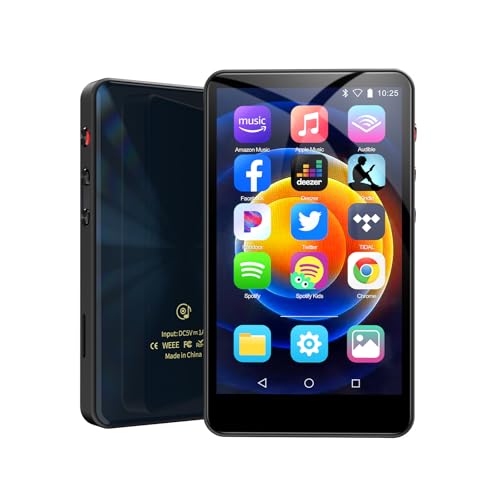lityourhope 80GB MP3 Player with Bluetooth and WiFi, 4IN Full-Color Touch Mp3 & Mp4 Music Player with Spotify, Amazon Music, YouTube,Tiktok,E-Book for Kids Up to 512GB (Black)