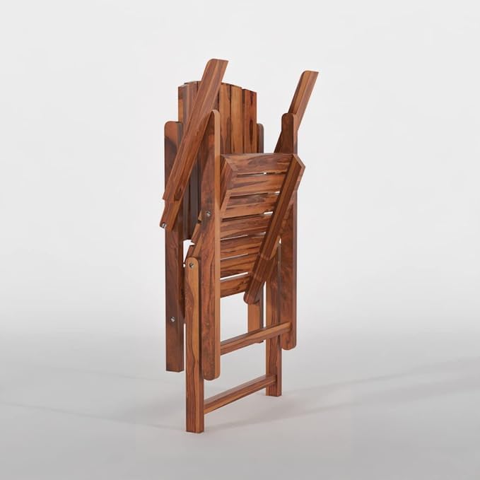Image of WELL KNOWN Wooden Folding Chair | Portable Foldable Armchair for Balcony, Patio, Living & Drawing Room | Sheesham Wood Chair for Bedroom Living Room Balcony gardan
