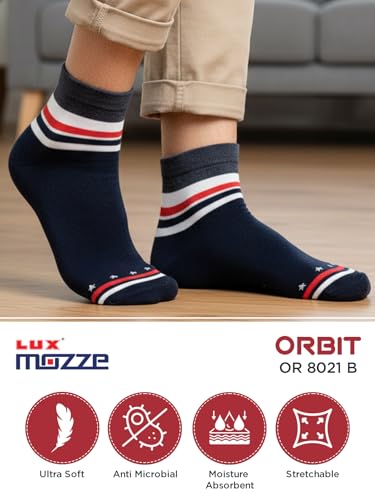 Image of Orbit Ankle Length Socks for Men |Made With Durable & Breathable Cotton | Ideal for Gym, Running, Office | 3 Pair -Multicolor