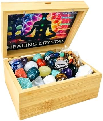 Healing Crystals Kit for Women: 30+ Raw & Tumbled Stones with Cha...