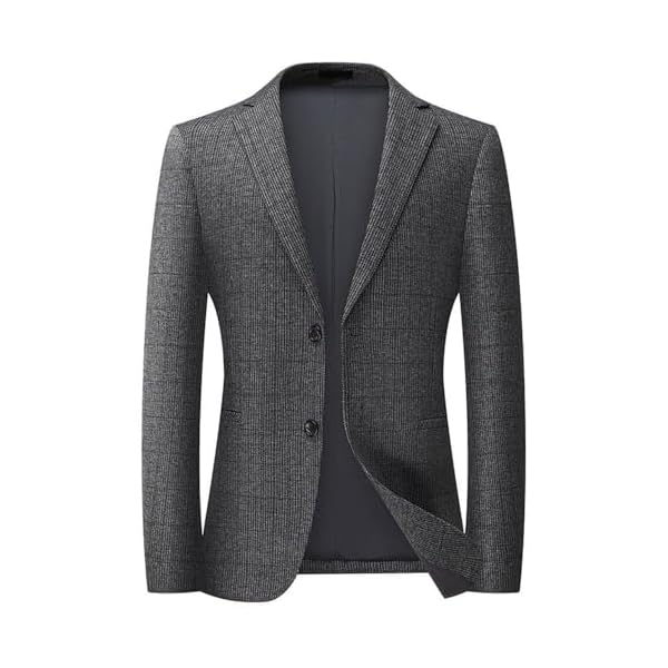 Men's Gray Checkered Lightweight Sport Coat Casual Wedding Spring Fashion Suit Jacket