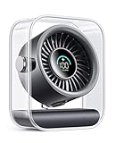 DIGIX USB Rechargeable Desk Fan, Small Portable Table Fan with 100 Speeds Turbo Airflow, 90° Tilt Quiet Desktop Fan for Bedroom with LED Display, Personal Cooling Fan for Travel Office Camping (Black)