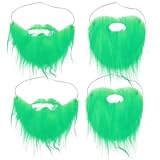 FOYTOKI 4 Piezas de Barba Postiza Verde para Disfraz del Día de San Patricio, Bigotes Falsos de Franela Suave, Decoración Creativa para Cosplay y Fiesta Temática Irlandesa
