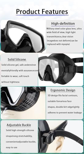 Equipo de Snorkel para Adultos, Set de 2 en 1 con Máscara de Buceo y Tubo Seco, Vista Panorámica de 180° miniatura 3