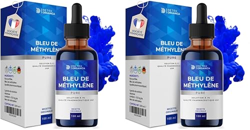 Bleu de méthylène pur sans impuretés solution aqueuse 1% certifiée Detox Organica 2x100ml