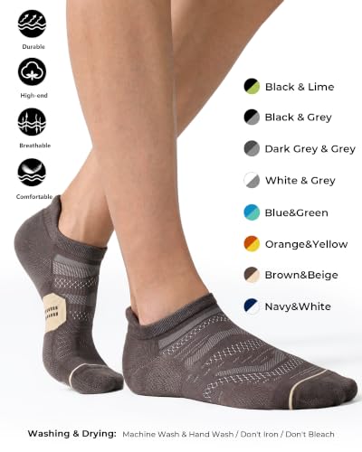 Image of CS CELERSPORT Men's Ankle Running Socks with Cushion, Arch Support Low Cut Athletic Tab Socks for Men Women 6 Pack