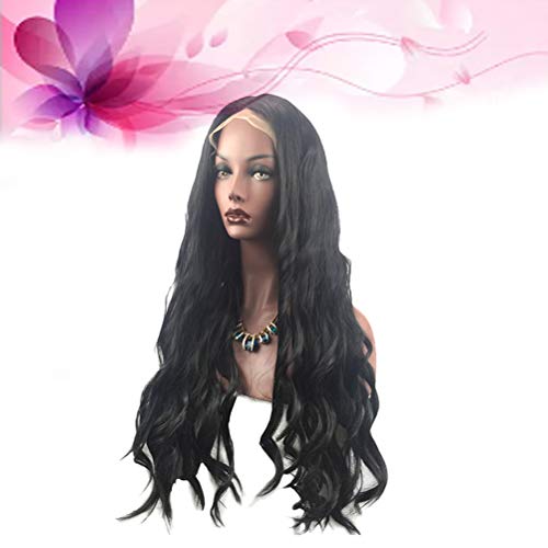 Lurrose Peruca feminina longa encaracolada moderna com aparência natural requintada rede elástica (L