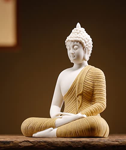 Houlu 6 Inch Ceramic Yellow Buddha Statue Outdoor, Buddha Statue Small, Buddha Statue For Home Decor #TOP3