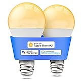 Smart Light Bulb, meross Dimmable WiFi LED Bulb Compatible with Apple HomeKit, Siri, Alexa, Google Home, SmartThings, A19 E26 Warm White 2700K, 810 Lumens 9W 60W Equivalent, No Hub Required, 2 Pack