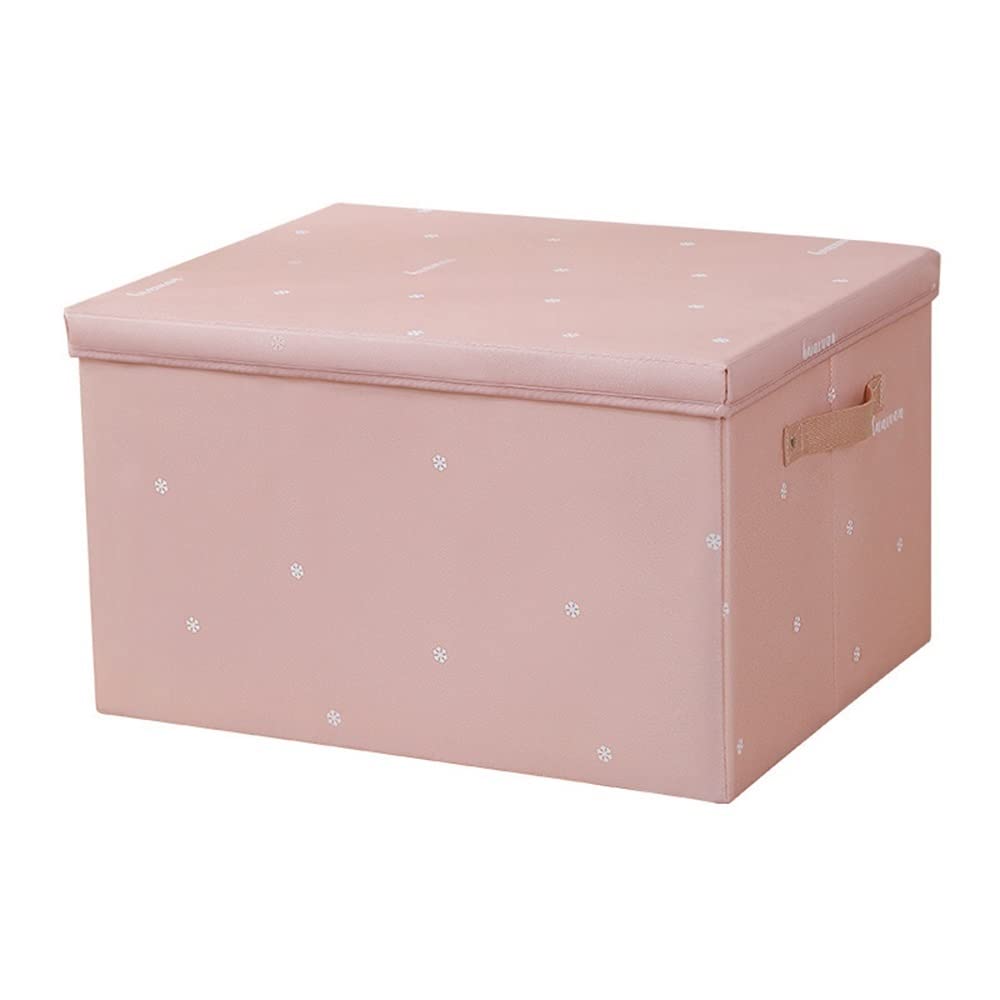 ETRGFTHU Clothes Storage Box Household Foldable Large Capacity Organizer Wardrobe Sundries Storage with Handle Design Dustproof with Cover(Pink,35cm*28cm*18cm)