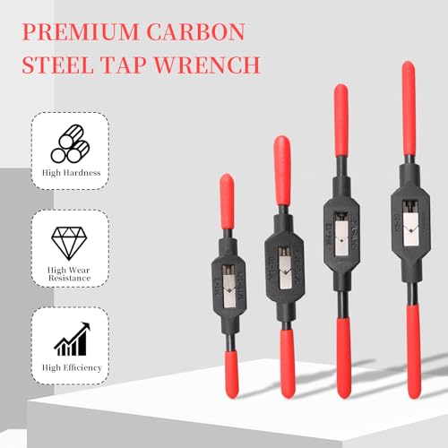 Image of 4 Pcs Adjustable Tap Wrench Screw Holder Reamer Hand Tool with Plastic Dipped Non-Slip Handle for Tap Reamer (1 /4 inch-3 /4 inch, 3 /16''-1 /2'', 1 /16''-3 /8'', 1 /16 inch-1 /4 inch)