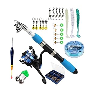 DSJ Pâch de Pêche Et Kits Complets Avec Une Canne À Pêche Télescopique Et Des Appâts de Moulinets À Rotation/Kit Complet…