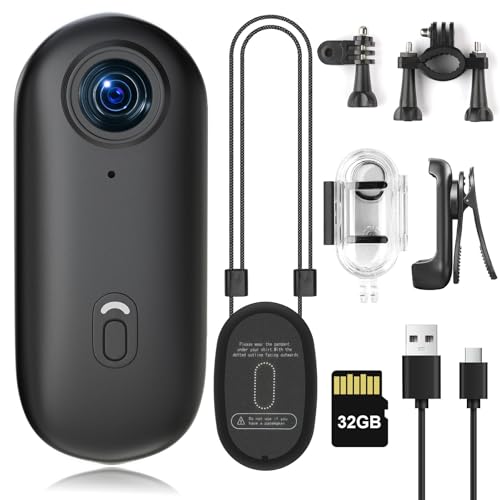 FHD 1080P Thumb Action Camera,POV Cameras Wearable Small Body Camera,Portable Vlogging Hands-Free POV Recording Sport Action Video Cam, Helmet Cam for Pet Walking,Cycling, Motorcycle(32GB,Black)