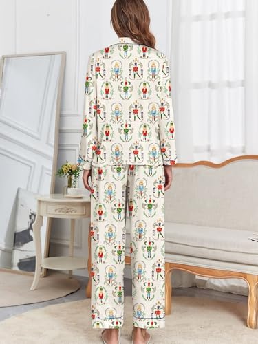 Image of Brosloth Women's Silk Satin Pajamas Pjs Sets Cute Lace Pattern Two Piece Loungewear Set Button Up Pajamas Sleepwear Black