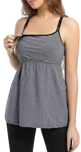 SUIEK Nursing Tank Tops Maternity Cami Cotton Breastfeeding Clothes (Small)