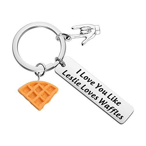 Inspired Gift I Love You Like Leslie Loves Waffles Keychain (Waffles Keychain)