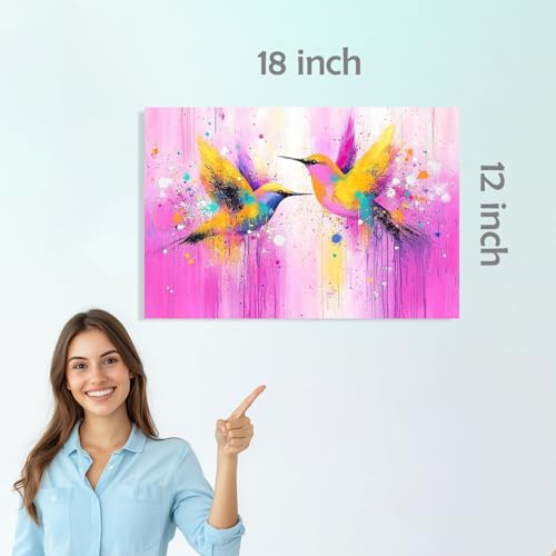 Image of SiddArtify Colorful Bird Wall Art Prints Set - Abstract Animal Poster Decor for Living Room Bedroom Office - 12x18 inch Sticker Pack of 6