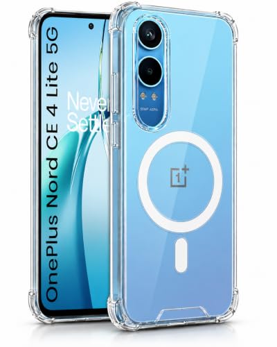 Image of Transparent Back Cover for OnePlus CE4 Lite 5G Shockproof Side TPU Bumper & Back Pc Protective Magnetic Support Cover Case (OnePlus CE4 Lite 5G)