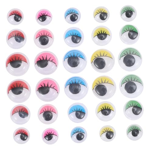TOYANDONA Ojos Móviles Autoadhesivos para Manualidades DIY Pegatinas de Ojos de Plástico con Pestañas Coloridas para Muñecas y Proyectos Creativos