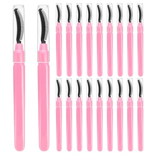 DONFAMDS 20 Unidades Cepillo para Pestañas de Silicona Rosa Tapa Protectora, Multiusos para Cuidado Diario y Maquillaje Profesional en Casa