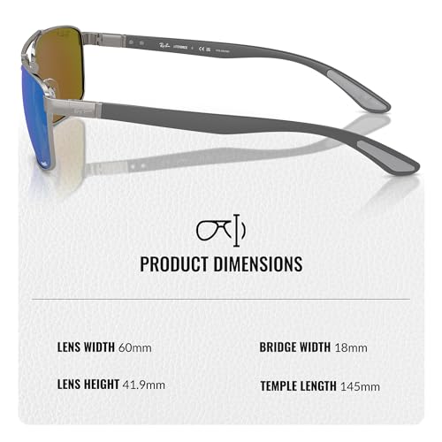 Image of Ray-Ban RB3737 CHROMANCE POLARIZED Rectangle Shape Sunglasses for Men & Women with Official Eyewear Kit