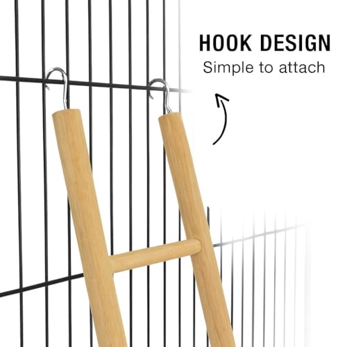 Image of KSK Wooden Ladder Bird Toy - Natural Climbing & Chew Toy for Parrots, Cockatiels, Conures, African Greys, Hamsters & Small Pets