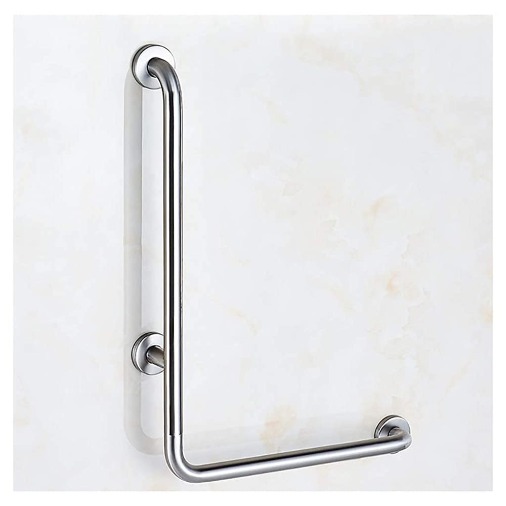 Corrimano, Maniglie di Sostegno, Corrimano, Barra di Sostegno a Forma di L per Bagno, Acciaio Inossidabile, Bracciolo per Doccia Cromato, Maniglia per WC per Anziani e disabili, Po