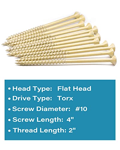 Image of IMSCREWS #10 x 4 Deck Screws 25 Pcs, Tan Coated Exterior Wood Screws for Pressure Treated Lumber, 1000-Hour Salt Spray Tested, Star Drive, Type 17 Point, Self-Tapping Fasteners for Heavy Duty Framing