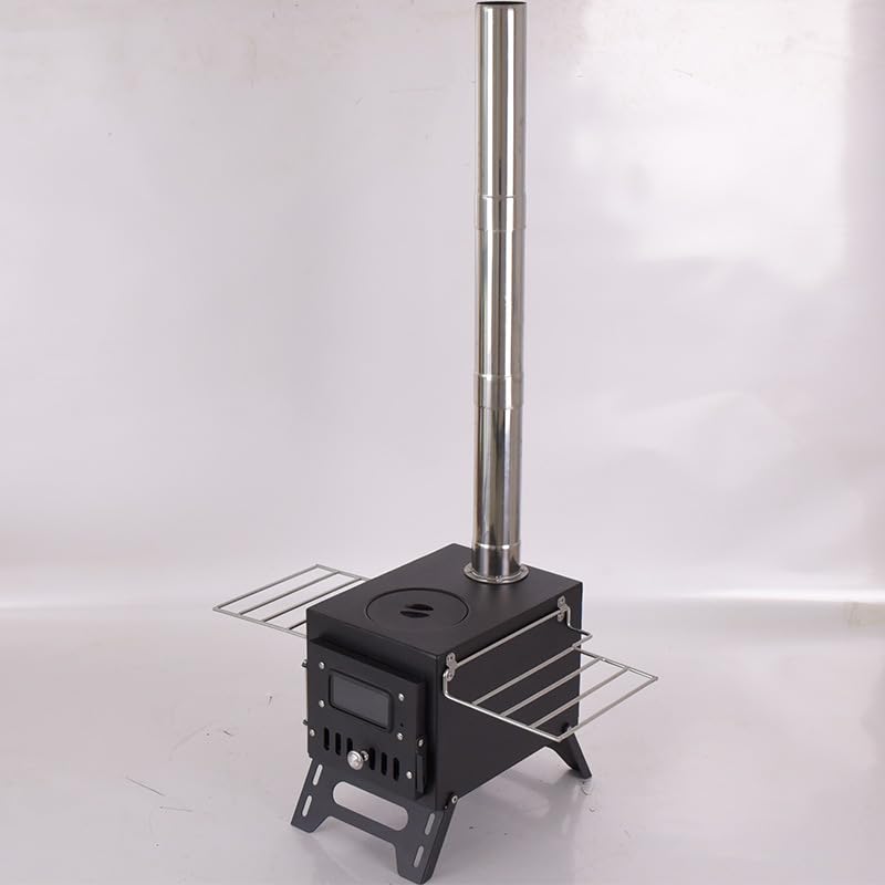 Amazon | 薪ストーブ折りたたみキャンプ耐熱ガラス・煙突・スパーク