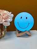 Smiley LED Light, Color Changing, Remote Control, 6 Inch, Decorative Mood Lamp with Wooden Stand
