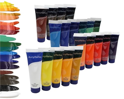 MAGI Acrylfarben Set in Künstler-Qualität, 20 Tuben a 120 ml