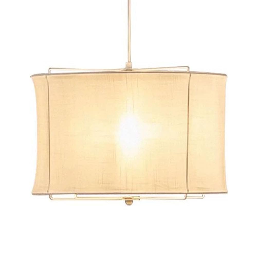 LANTANB Modern Pendant Light White Linen Fabric Lampshade Dining Room Light Fixture Unique Drum Fabric Chandeliers for Modern 19.68'' Farmhouse Ambient Lighting for Living Room, Bedroom, Kitchen