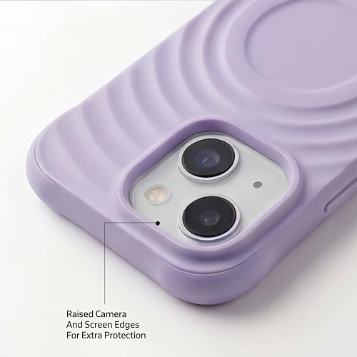 Image of amazon basics Shockproof Case for iPhone 14 | Ripple Pattern | Camera Protection | Protective Cover with Enhanced Grip & Wireless Charging Support - Light Purple