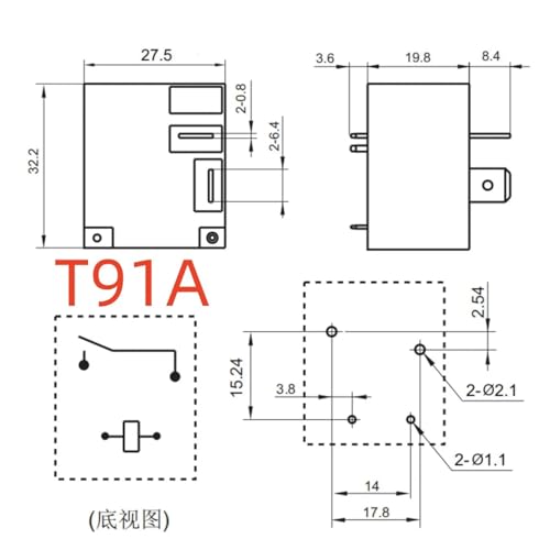 Relé HF2160-1A-12DE de 4 pines con capacidad de 30A y voltaje de 12V 2
