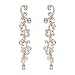 EVER FAITH Bridal Flower Wave Austrian Crystal Dangle Earrings Gold-Tone - Clear