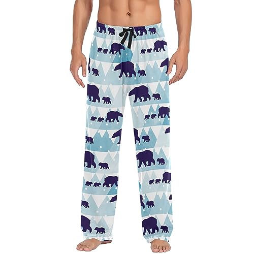 Winter Polar Bear Pajama Pants White Snowflakes Lounge Sleepwear PJs Men's Pajama Bottoms Casual Sleep Pants XL