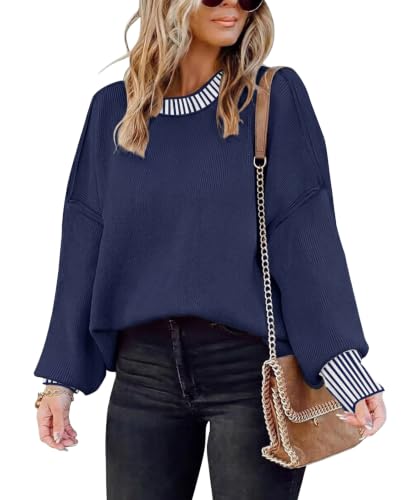 Image of Womens Oversized Sweaters Fall 2026 Fashion Clothes Colorblock Knit Tops
