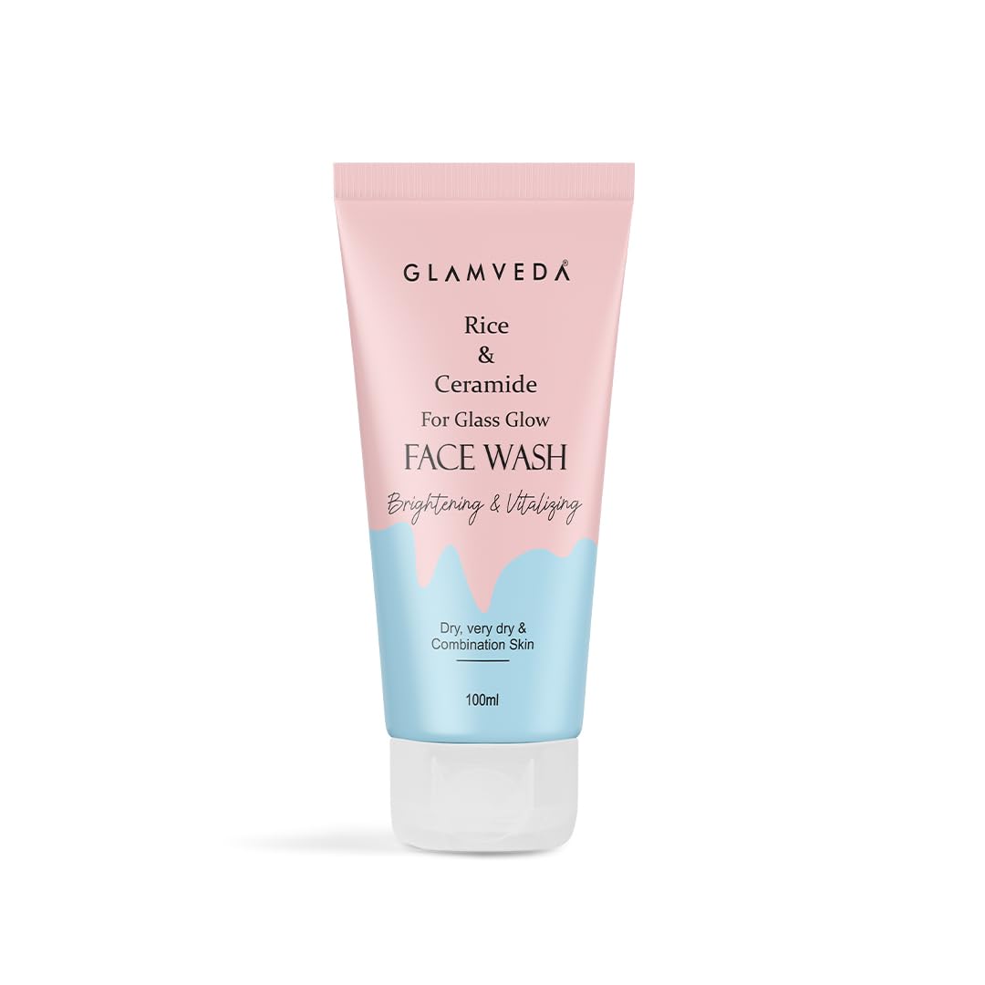 GLAMVEDARice & Ceramide Korean Glass Skin Face Wash | For Dry, Sensitive & Combination skin types | Improves skin barrier | No Paraben, SLS | 100ml