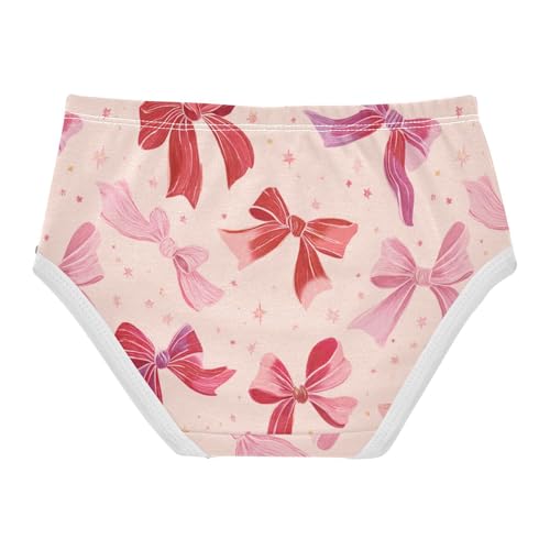 Wusikd Bows Red Stars Girls' Underwear Cotton Girls Briefs Soft Toddler Underwear 2T2