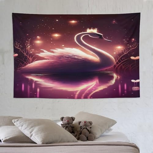 Tapisserie cygne 150x230cm pour décoration murale de salon