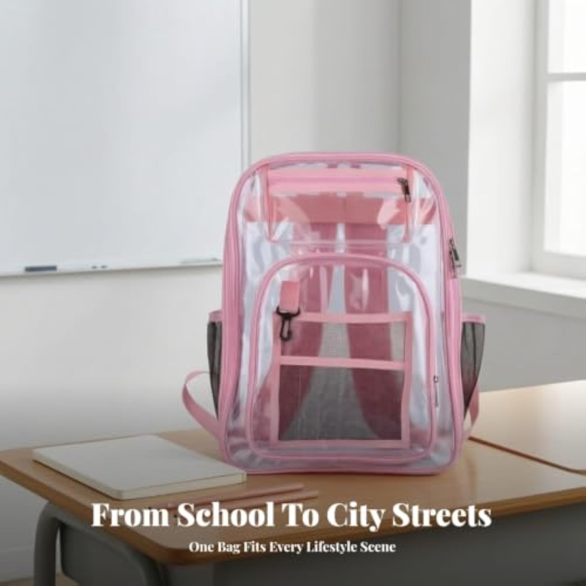 Water-Resistant Transparent PVC Backpack with Multi-Compartment