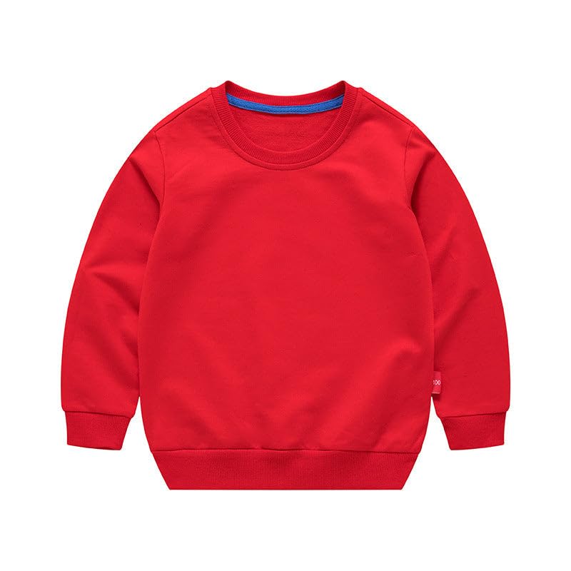 Boys Solid Color Pullover Blue Sweatshirt - Red - 4 Years