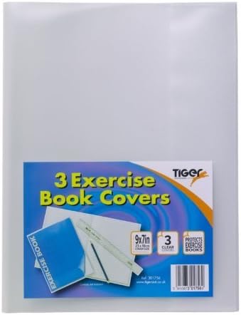 9" x 7" Clear Strong Plastic Protective Exercise Book Covers Slip On Jackets x 3